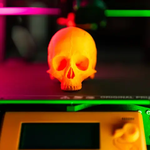 Copper-orange printed skull