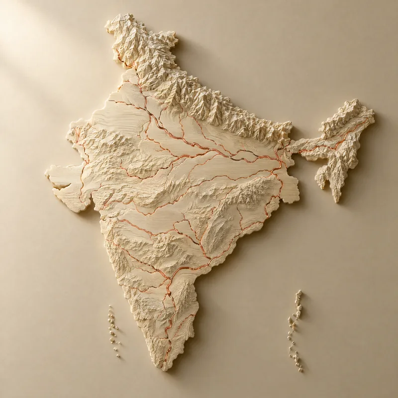 India Topographic Map – 3D printed by AVA 3D Lab, Kolkata