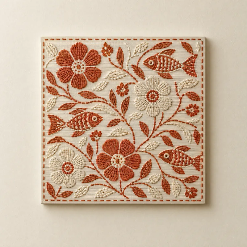 Kantha Stitch Panel – 3D printed by AVA 3D Lab, Kolkata