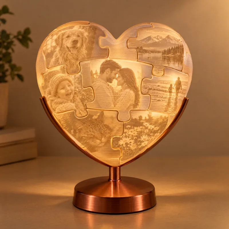 Puzzle Heart Photo Lamp