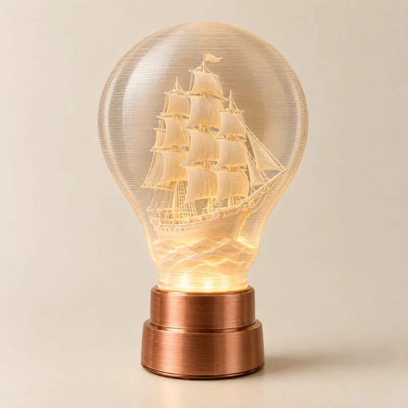 Ship in a Lightbulb – 3D printed by AVA 3D Lab, Kolkata